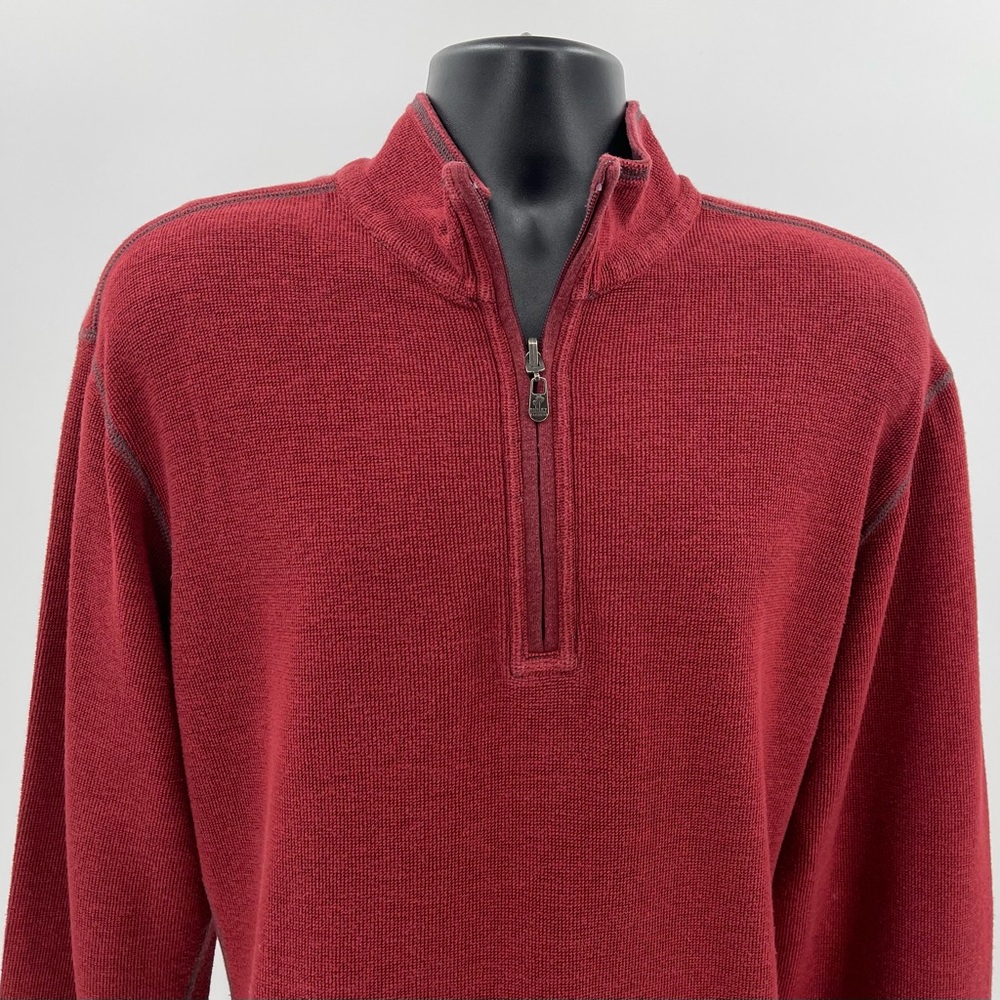 Tommy Bahama Jeans Reversible Red 1/4 Zip Sweater Mens Size XL *See Measurements - Picture 2 of 11